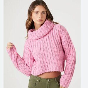Forever 21 Cropped Turtleneck Pink Sweater